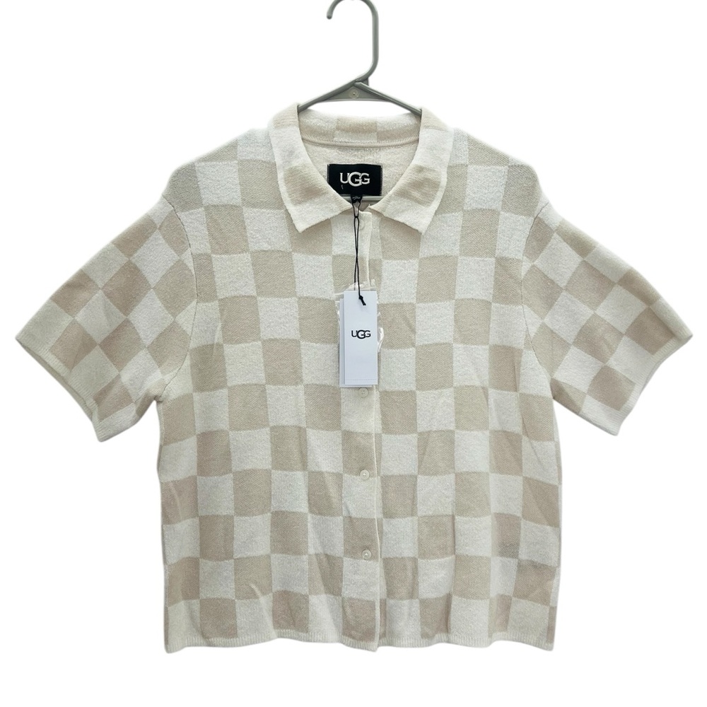 UGG Beige Checkered Button Down Shirt NWT - image 2